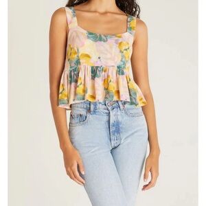 Floral Crop Top - Yellow, Pink, and Blue